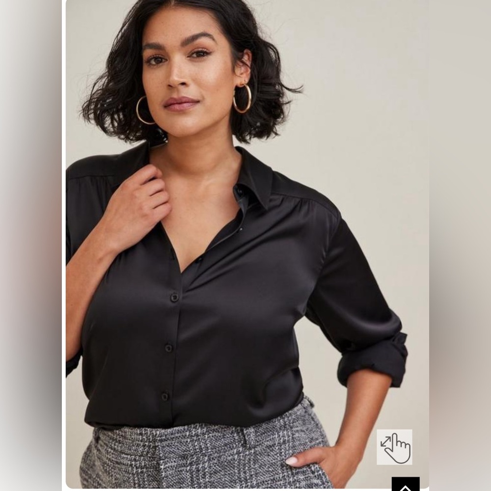 New Torrid Madison Crepe De Chine Button-Front Long Sleeve Shirt sz 5